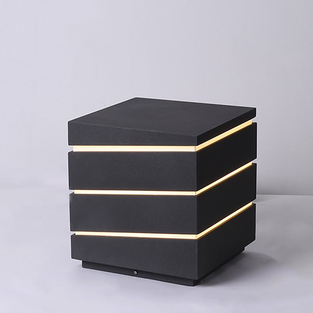 Luma Square Outdoor LED Wall Light in Black with Linear Acrylic Shade