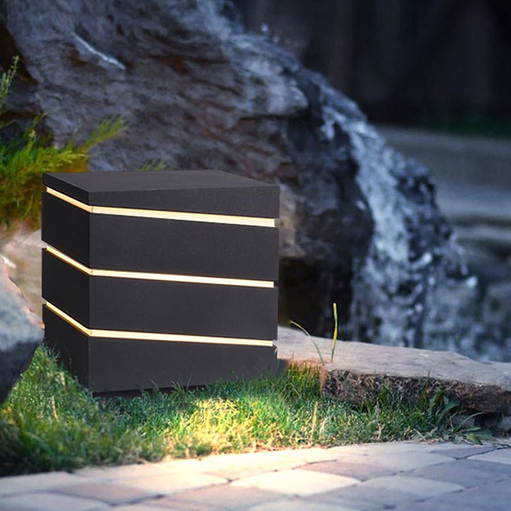 Luma Square Outdoor LED Wall Light in Black with Linear Acrylic Shade