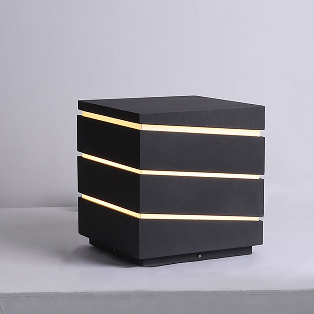 Luma Square Outdoor LED Wall Light in Black with Linear Acrylic Shade