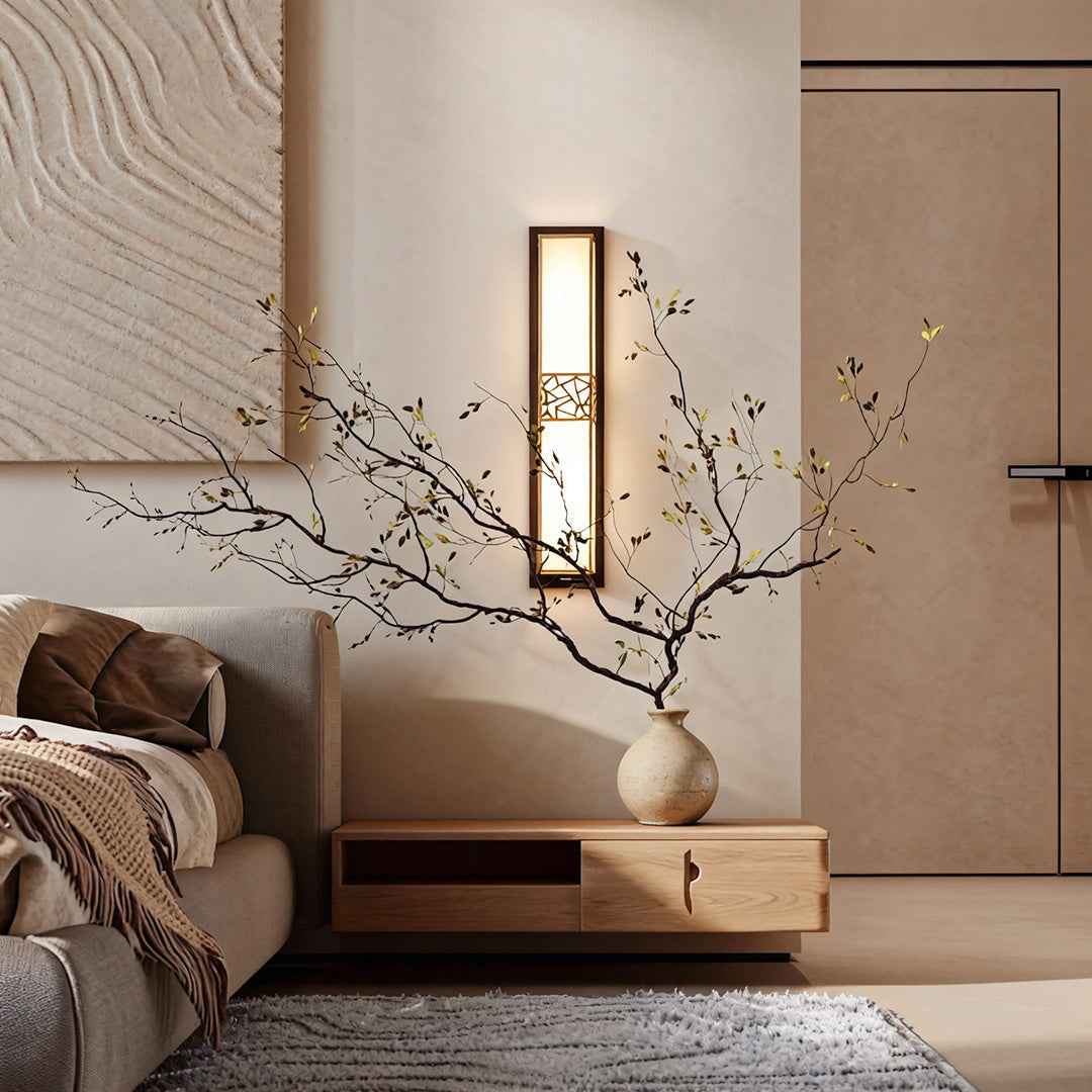 Linear Wall Sconce in Copper and Marble – Modern Minimalist LED Strip Light