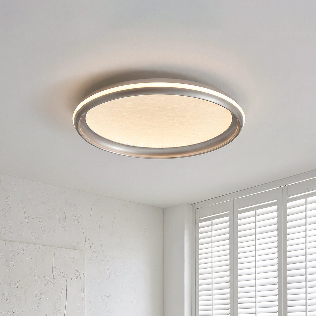 Lumina Silver LED Flush Mount Ceiling Light with White Acrylic Shade