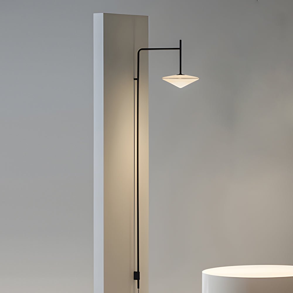 Tempo LED Swing Arm Wall Sconce in Black Metal and Glass