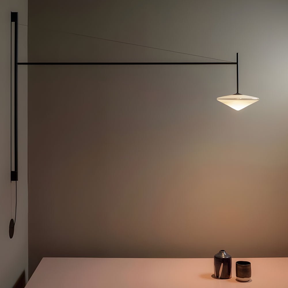 Tempo LED Swing Arm Wall Sconce in Black Metal and Glass