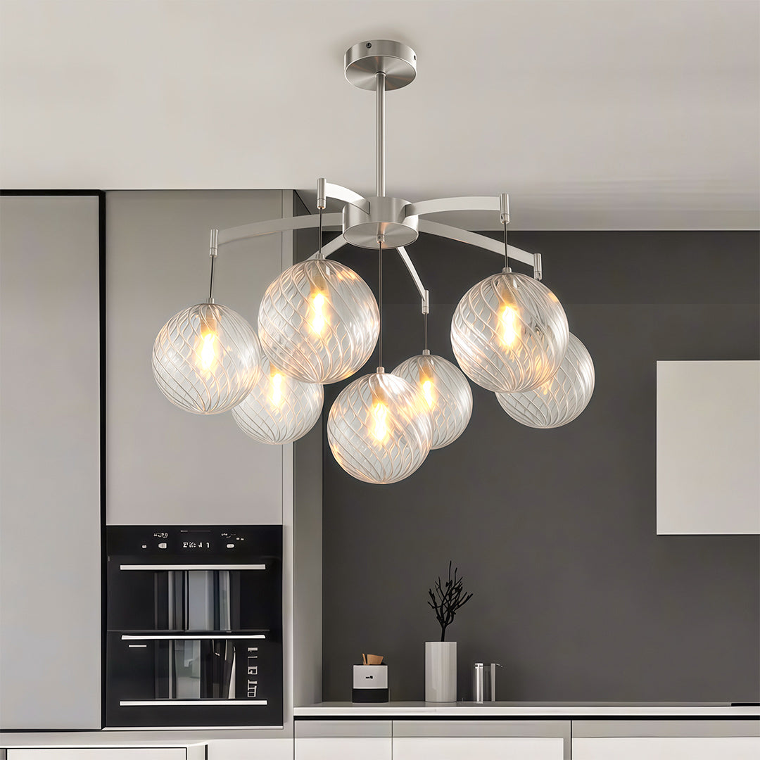 Lumière Moderne Glass Ball Chandelier in Brass, Nickel, or Black