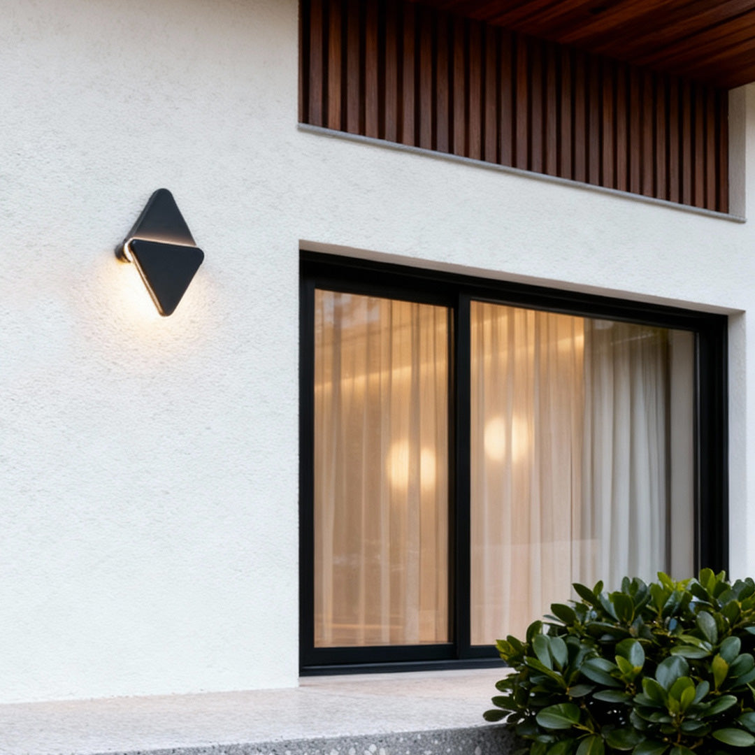 Geometric Outdoor Wall Sconce in Black Aluminum, IP54 Waterproof LED