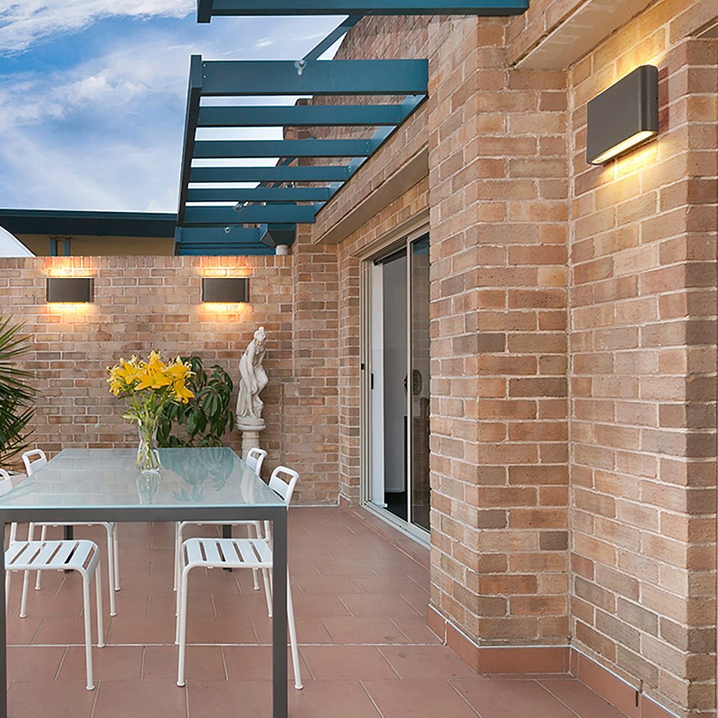 2 Light Black Modern Low Profile Exterior Porch Led Slim Outdoor Up Down Wall Light
