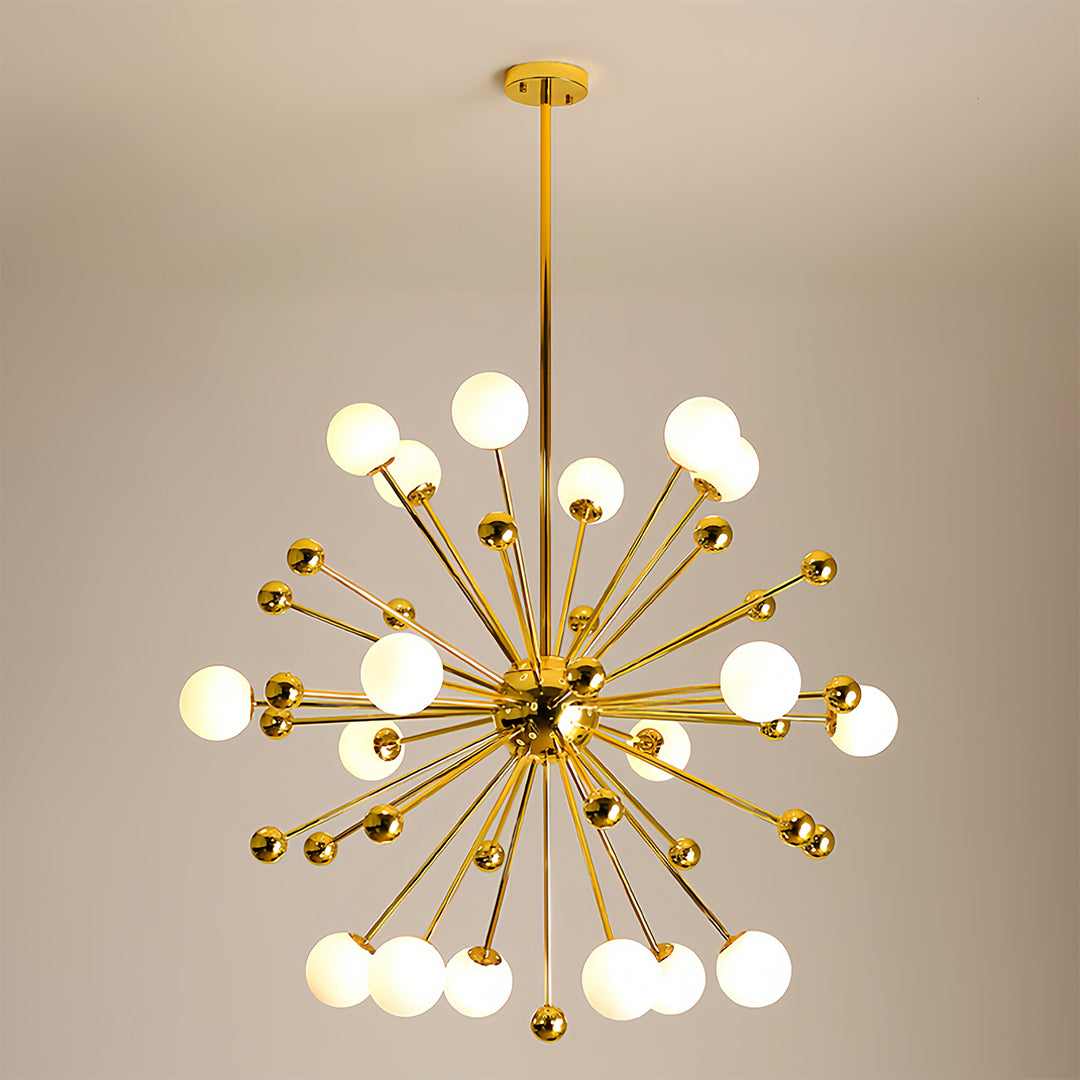 Aurelia 12-Light Gold Sputnik Chandelier in Glass and Iron for Modern Interiors