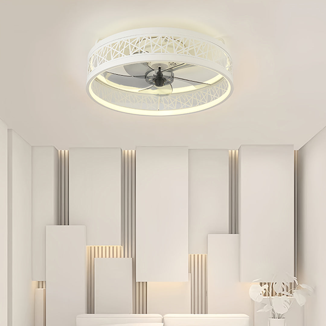 Aurelia Round LED Ceiling Fan with Light – Modern Nordic Flush Mount