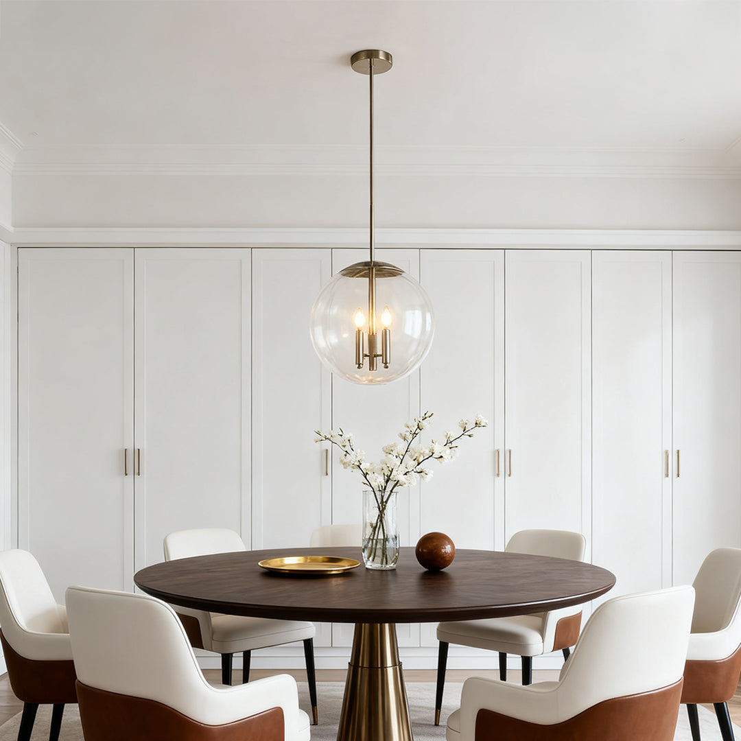 Silver Glass Orb Pendant Light – Modern Adjustable Ceiling Lamp