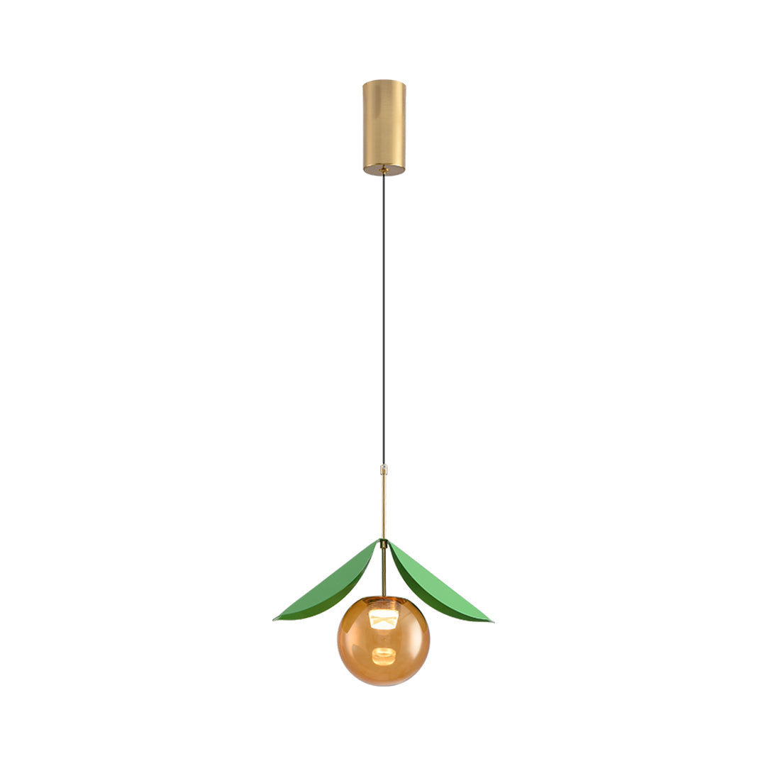Nordic Cherry Glass Pendant Light with Gold Finish, LED Ceiling Lamp