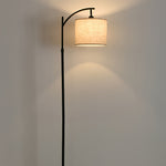 Arc Floor Lamp with Fabric Shade and Marble Base – Modern Minimalist Lighting for Living Room
