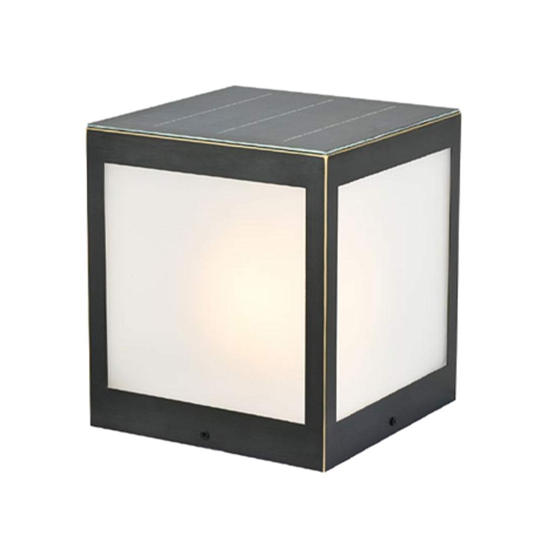 Copper Glass Solar Pillar Light – Modern Outdoor Post Lantern