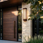 Luxury Outdoor Wall Sconce with Artificial Cloud Stone Shade in Black Copper Finish