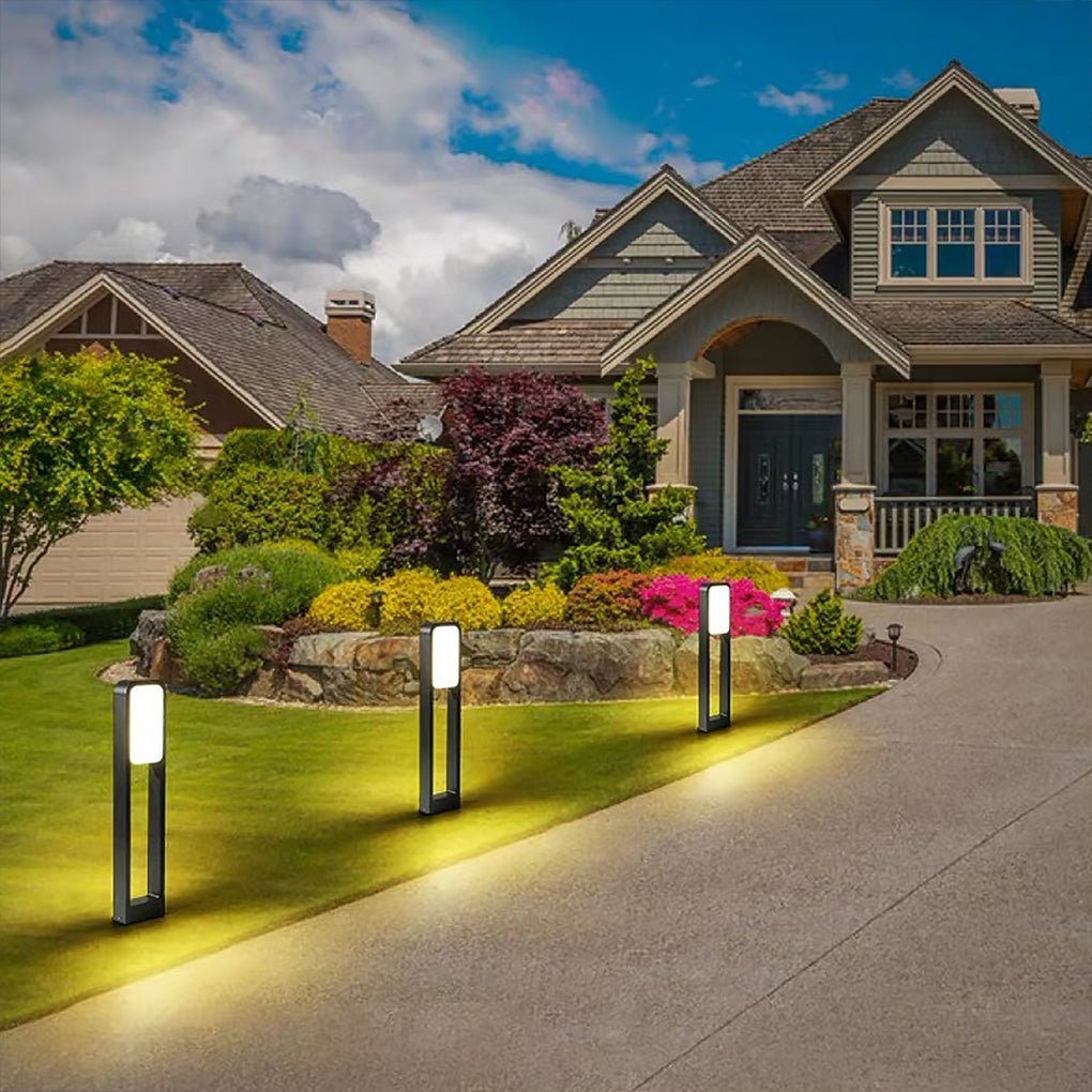Modern Square LED Path Light with Dual-Side Illumination for Landscape and Garden