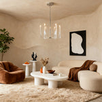 Aurelia Six-Light Modern Brass Chandelier with Acrylic Shades