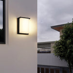 Modern Rectangular LED Outdoor Wall Sconce, Matte Black Aluminum, IP65 Waterproof