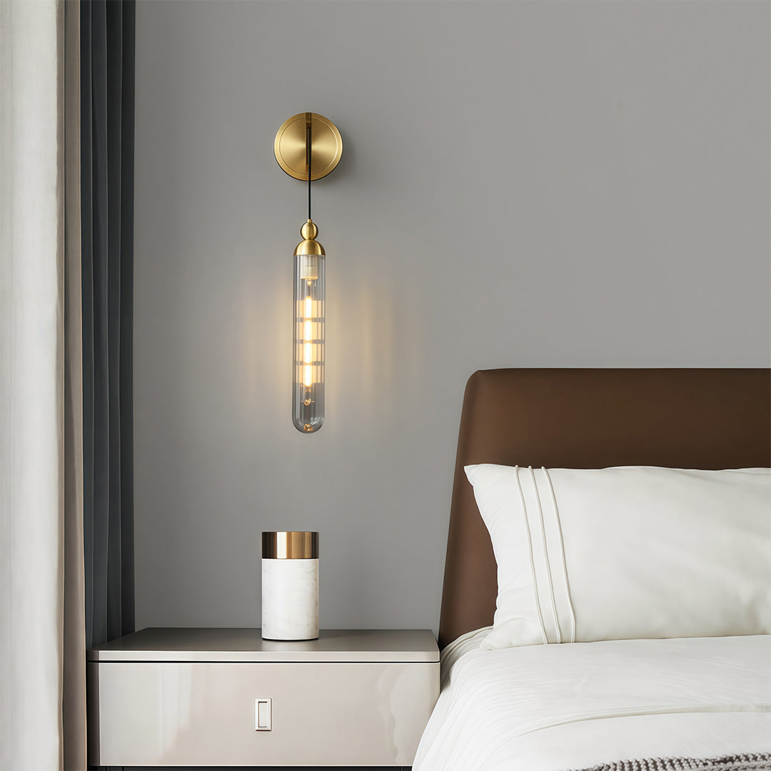 Modern Brass Wall Mount Pendant Light with Glass Shade