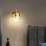 Modern Brass Wall Sconce with Clear Glass Shade for Living Room