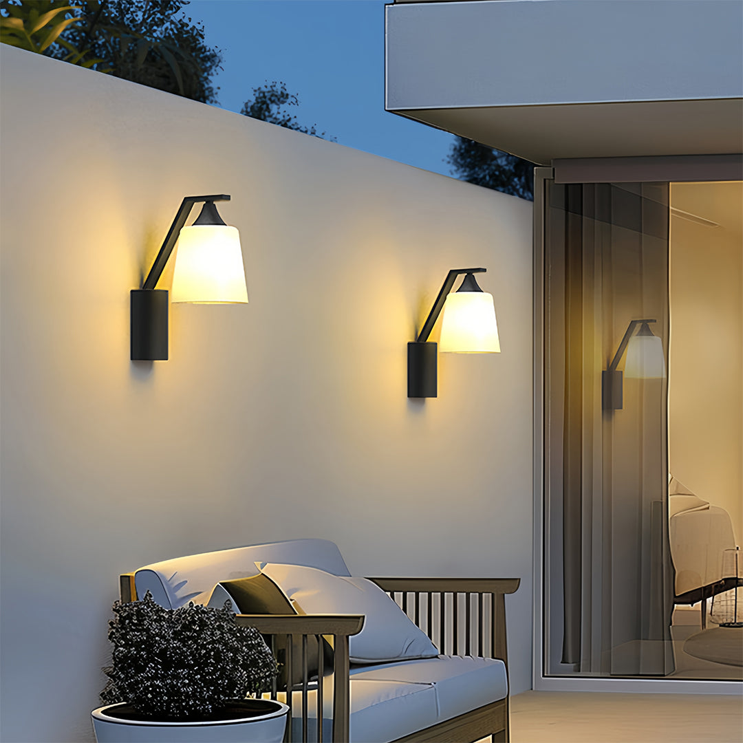 European Black Outdoor Wall Sconce with Clear Glass Shade