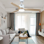 Aria Wooden Ceiling Fan with Integrated LED Light – Modern Flush Mount Fandelier