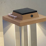 Modern Wooden Outdoor Lantern with Solar Charging and Warm LED Glow