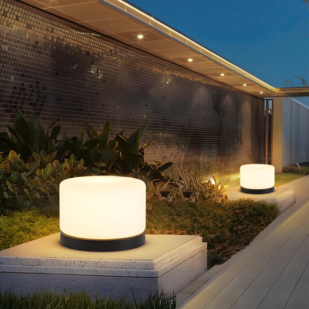 Cylindrical LED Post Light for Pillar Tops, 360° Dimmable Outdoor Lamp