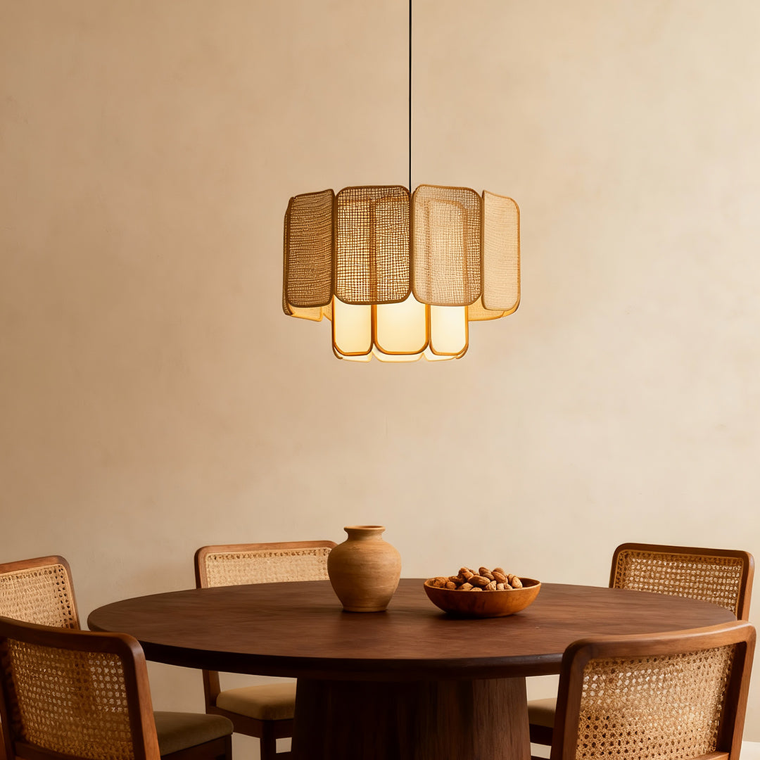 Handwoven Rattan Pendant Light with Wabi-Sabi Aesthetic