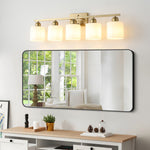 Modern Minimalist Vanity Light for Bathroom Mirror with Glass Shades