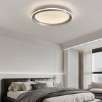 Lumina Silver LED Flush Mount Ceiling Light with White Acrylic Shade