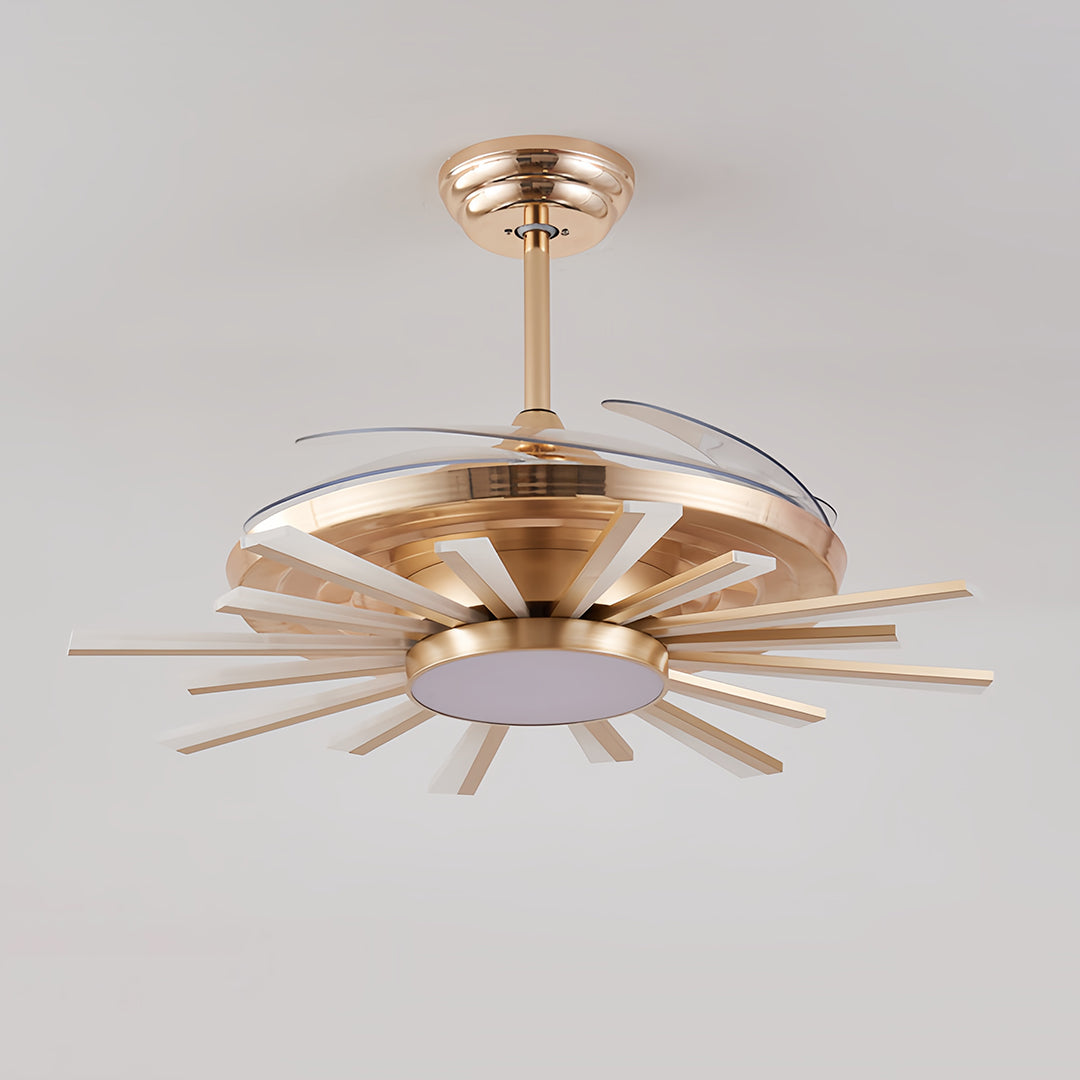 Modern Multi-Head Ceiling Fan with Integrated LED Light in Black or Gold