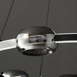Modern Black Copper Ring LED Chandelier with Glass Spheres