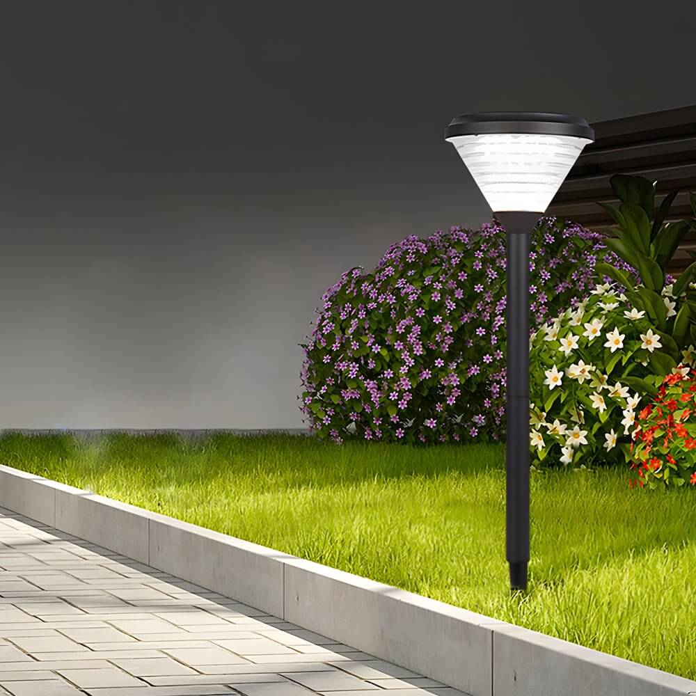 Modern Black Solar Pathway Lights 27.6" with Frosted Glass Shade for Garden Paths