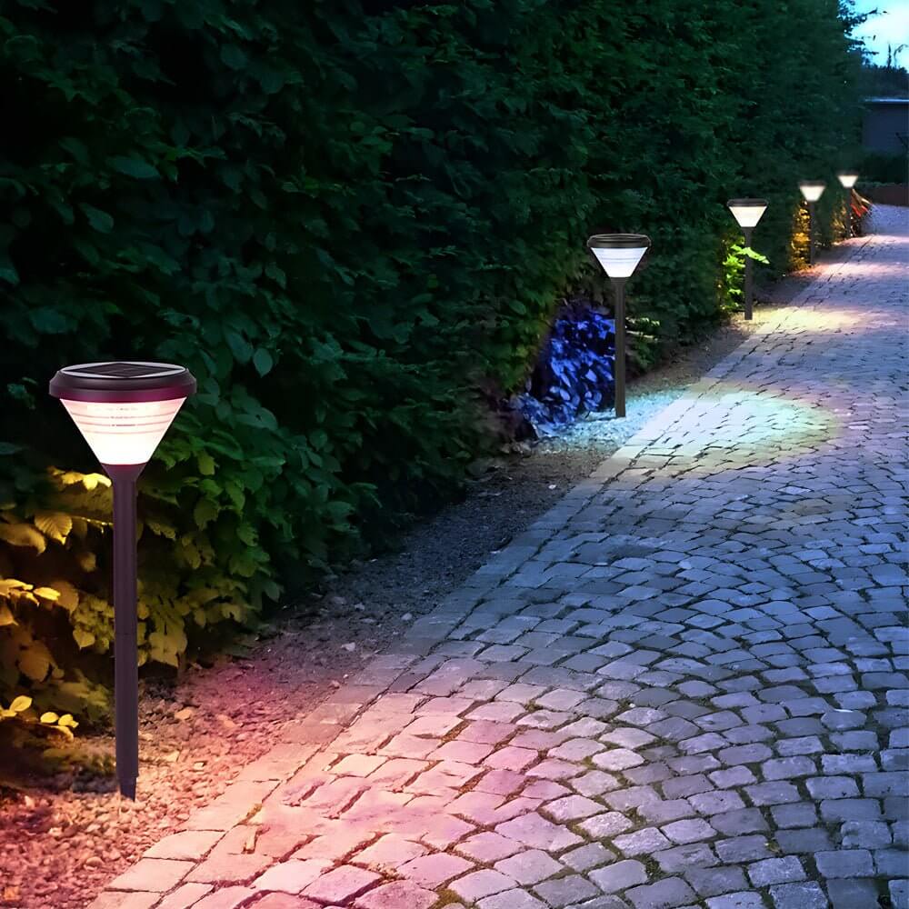 Modern Black Solar Pathway Lights 27.6" with Frosted Glass Shade for Garden Paths