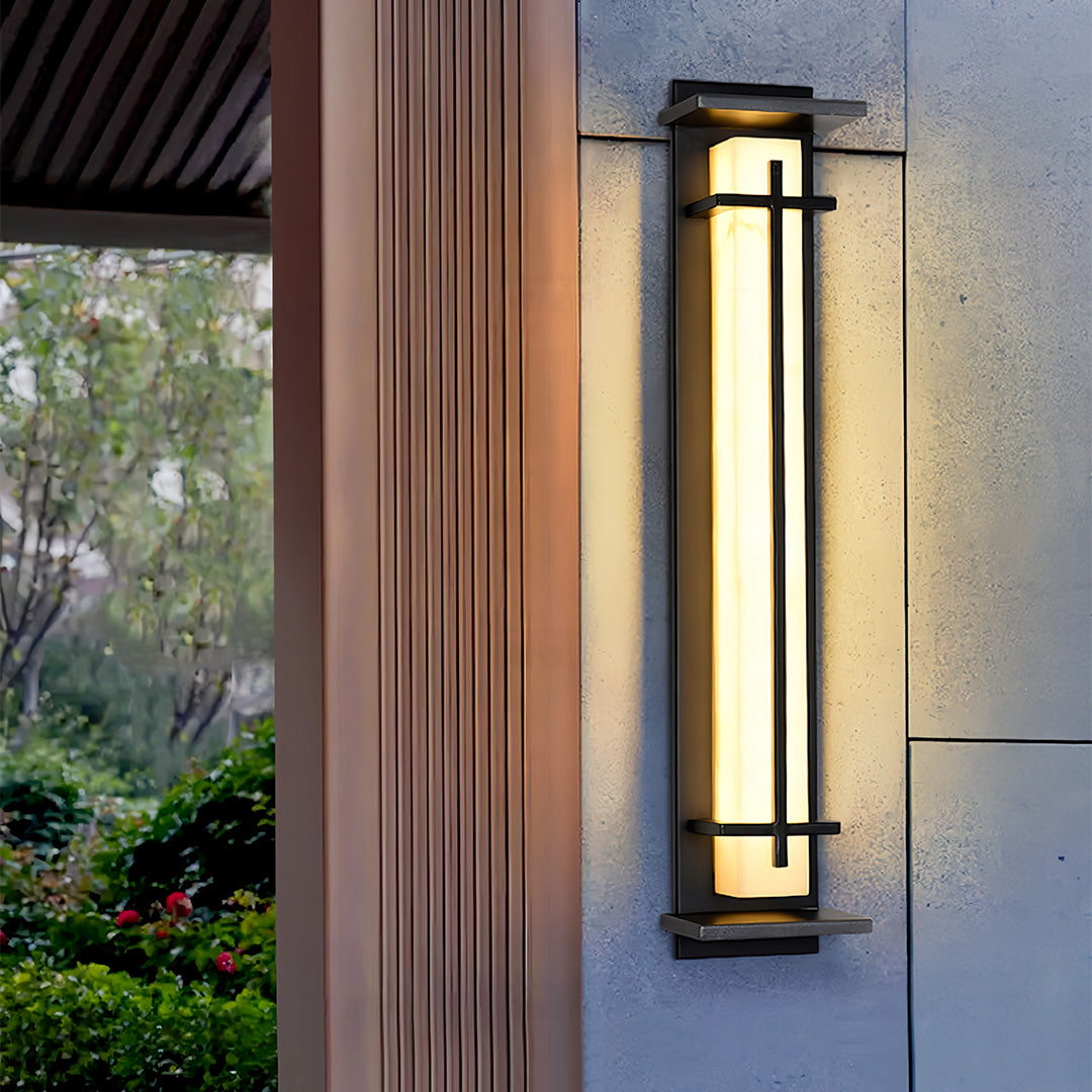Minimalist Waterproof Outdoor Wall Light in Black Stainless Steel