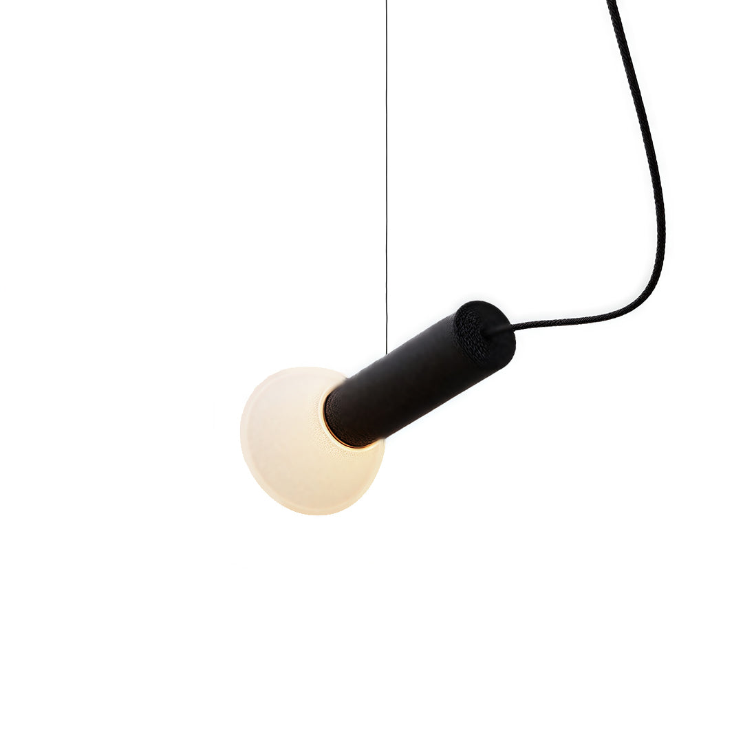 Cylindrical Black Pendant Light with Clear Glass Shade