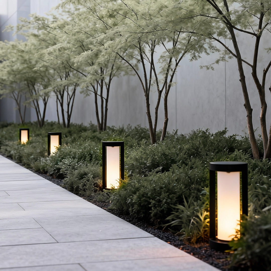 Modern Black LED Bollard Landscape Light for Pathways & Gardens