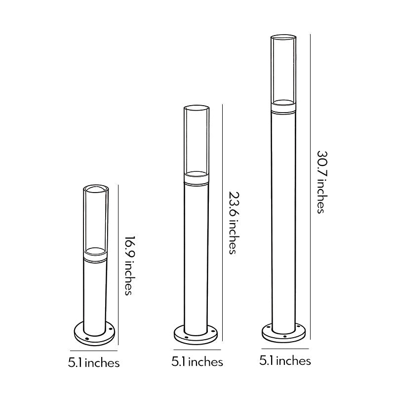 Modern Bollard Light with Acrylic Shade, IP65 Waterproof, 7W LED