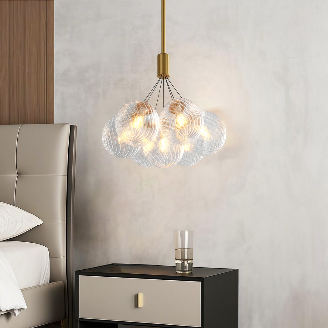 Aurelia Bubble Chandelier in Solid Copper, Modern Minimalist Ceiling Light