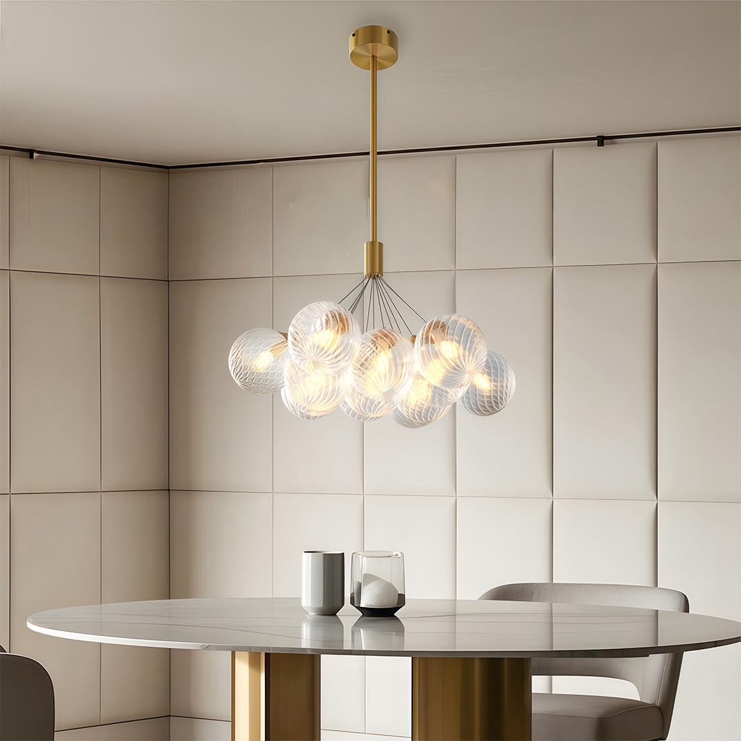 Aurelia Bubble Chandelier in Solid Copper, Modern Minimalist Ceiling Light
