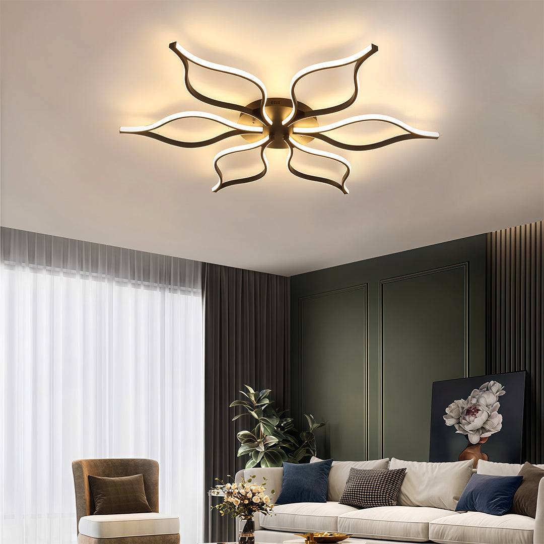 Lumina Flush Mount LED Ceiling Light in Black Iron and Silicone