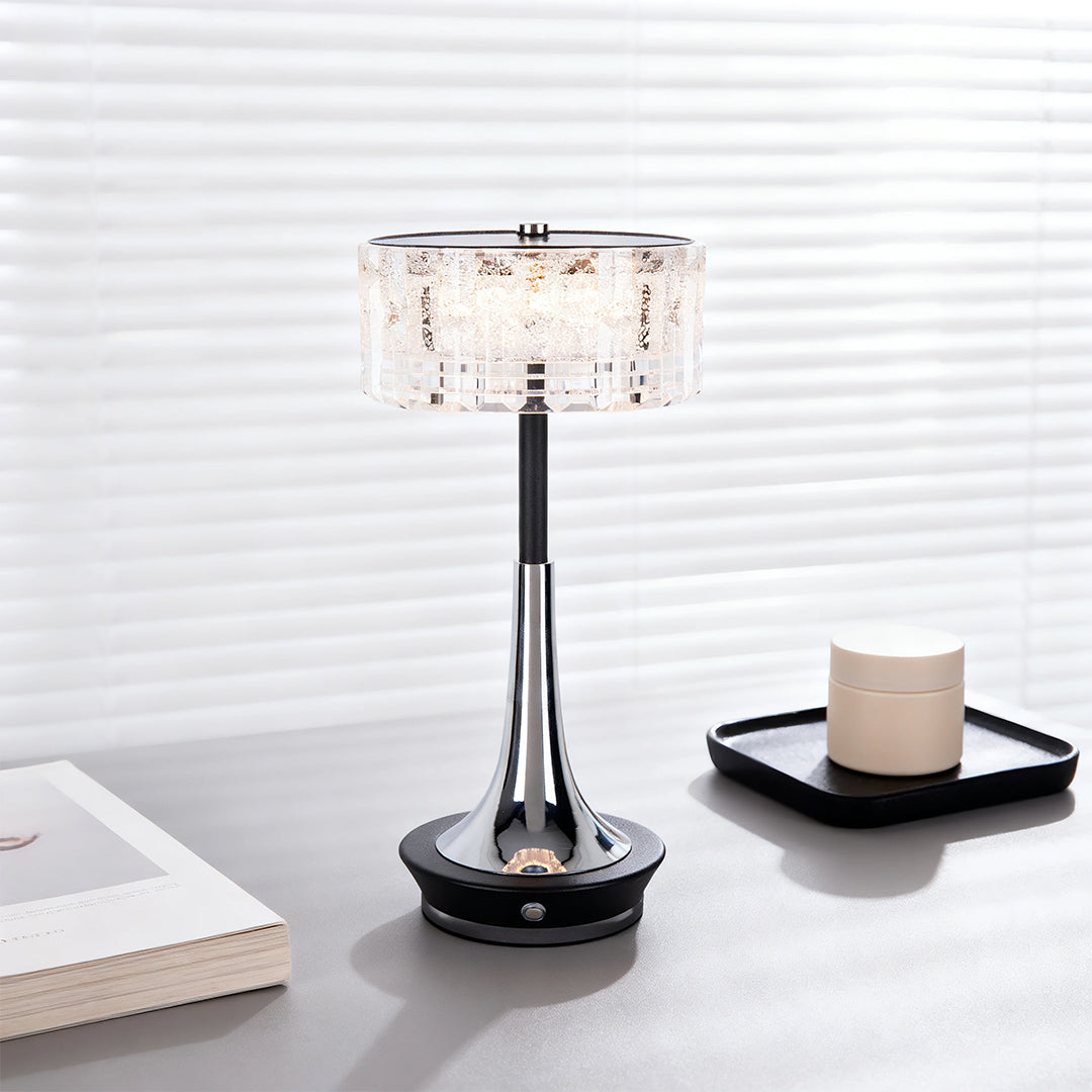 Cordless Mushroom Table Lamp with Dimmable Touch Control, Modern Acrylic Shade