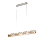 Linear Crystal Pendant Light in Chrome Finish, Modern LED Chandelier for Dining Room and Kitchen Island