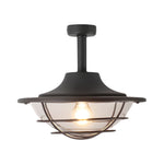 Coastal Semi Flush Ceiling Light in Wrought Iron with Clear Glass Shade