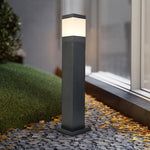 Modern Square Outdoor Bollard Light in Black with Warm White LED