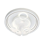 Modern White Ceiling Fan with Dimmable LED Light, 7-Blade Flush Mount