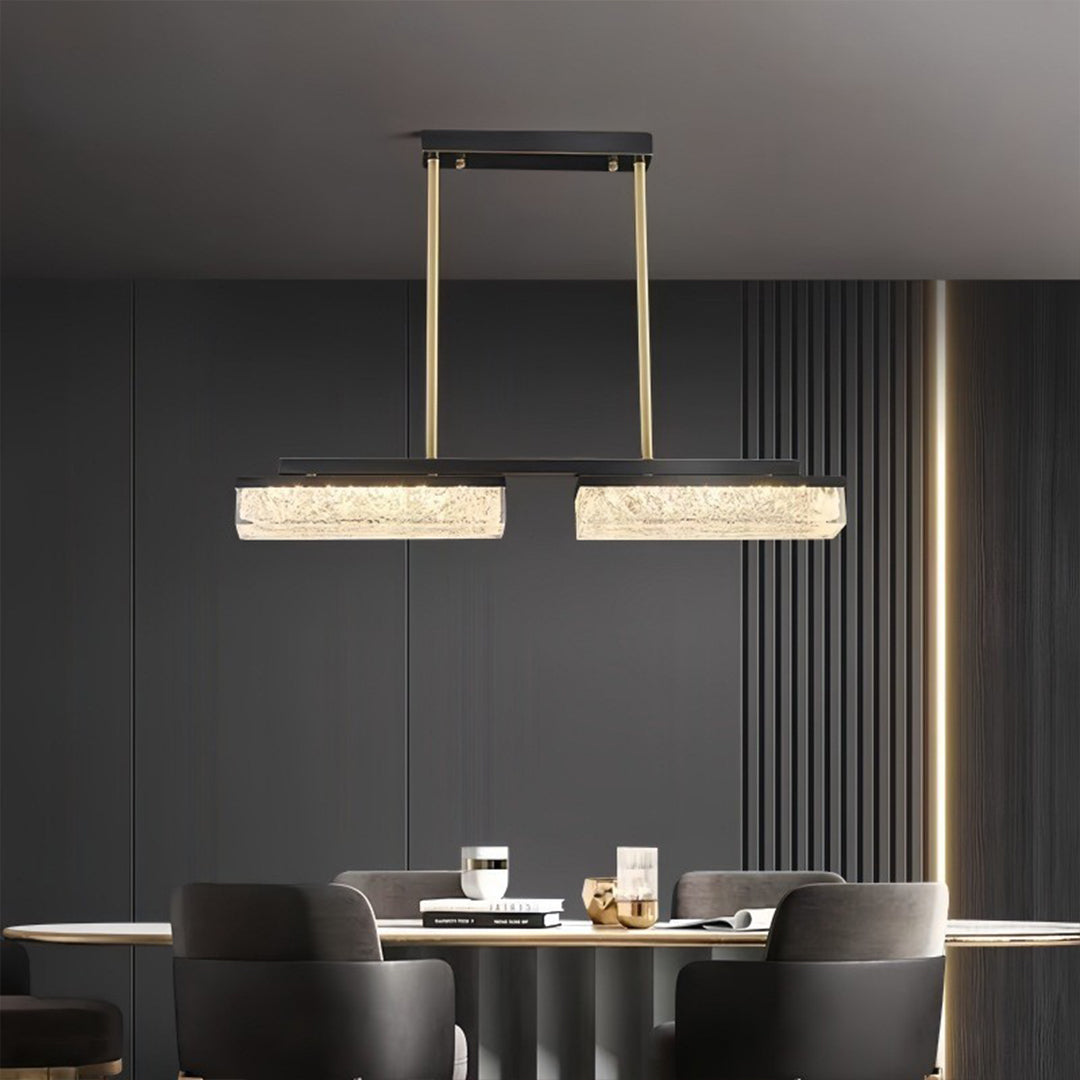 Linear Copper LED Pendant Light for Kitchen Island, 3-Color Adjustable