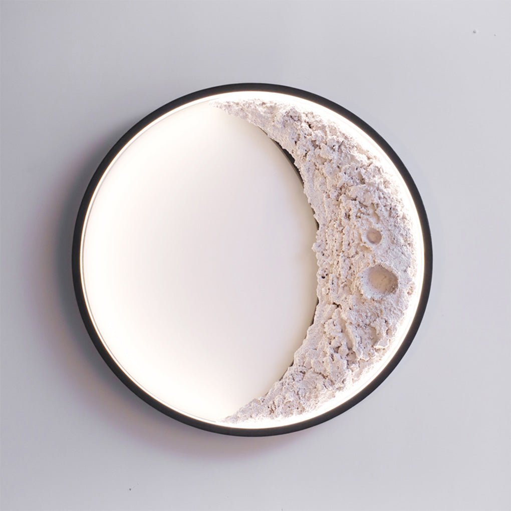 Round Resin Moon Crescent Led Hardwired Outdoor Wall Light