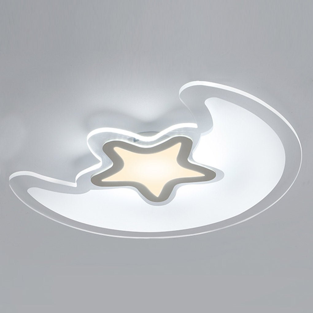 Modern Creative Special Shaped Trichromatic Dimming Moon Star Ceiling Light