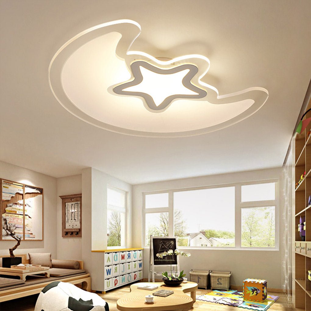 Modern Creative Special Shaped Trichromatic Dimming Moon Star Ceiling Light