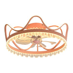 Modern Crown Shaped Timing Retractable Stepless Dimming Led Ceiling Fan Lamp With Remote Control